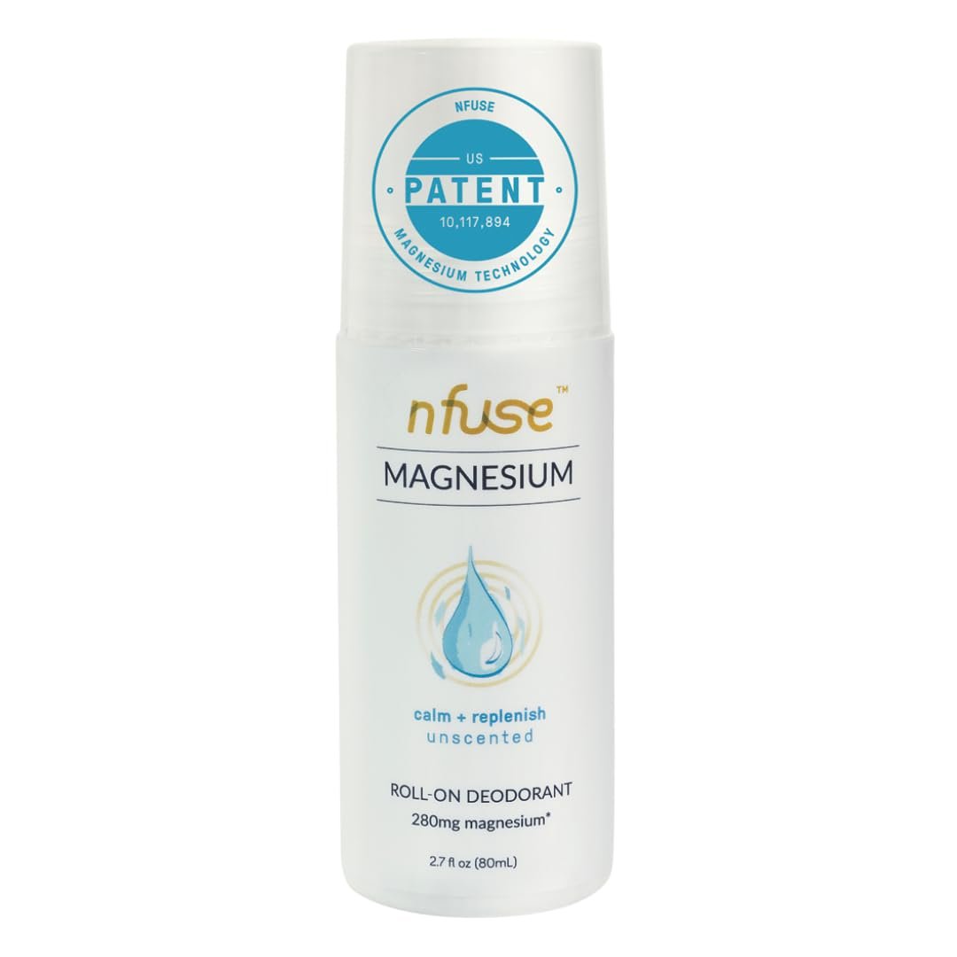 nfuse Magnesium Roll-On Deodorant – Natural, Aluminum-Free & Fragrance-Free – Patented Magnesium Delivery Technology – Unscented (Calm and Replenish)