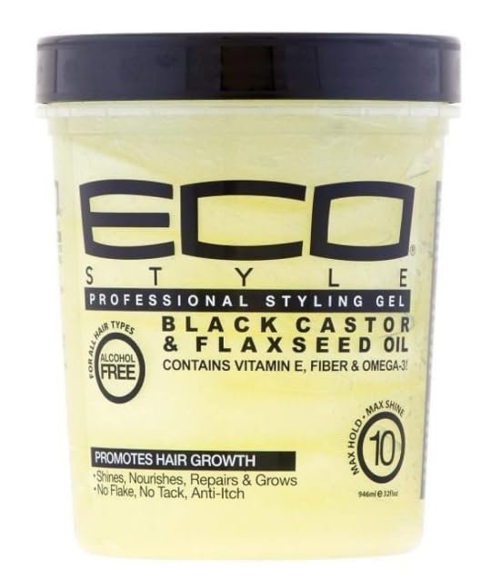 ECO Style Black Castor and Flaxseed Oil Styling Gel 32oz /with a comb