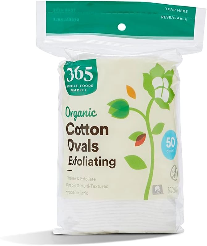 365 by Whole Foods Market, Organic Cotton Ovals, Exfoliating, 50 Count