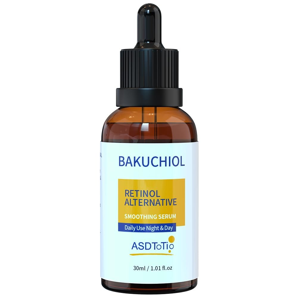 Bakuchiol Serum Retinol Alternative Face Serum with Niacinamide, Hyaluronic Acid & Vitamin E, Gentle Plant-Based Serum for Smoother-Looking Skin, Hydration & Sensitive Skin Care, 1 fl oz