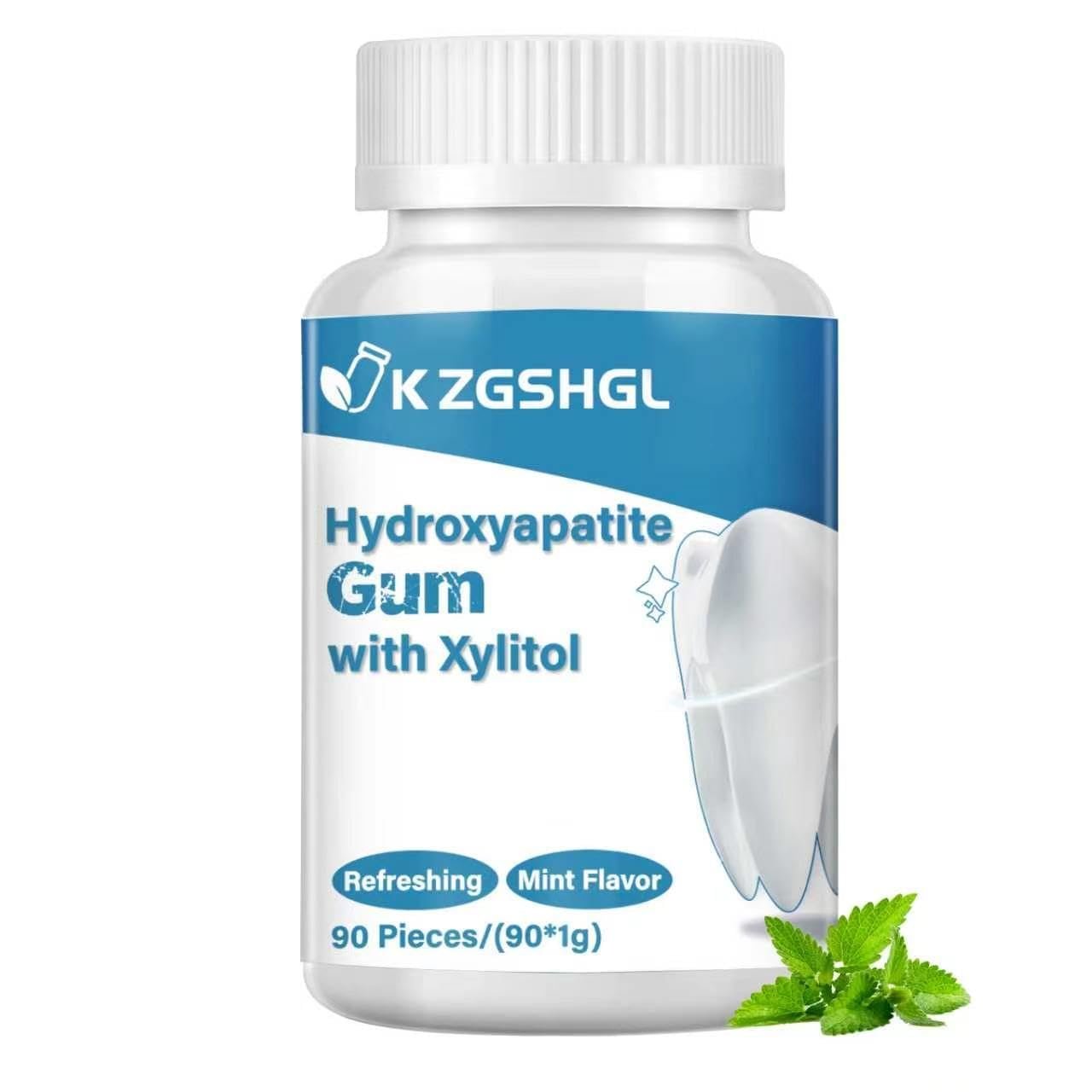 Hydroxyapatite Remineralizing Gum, 90 Pieces, Sugar-Free Mint Chewing Gum with Xylitol for Enamel Repair and Sensitive Teeth, Natural Oral Care for Fresh Breath After Meals