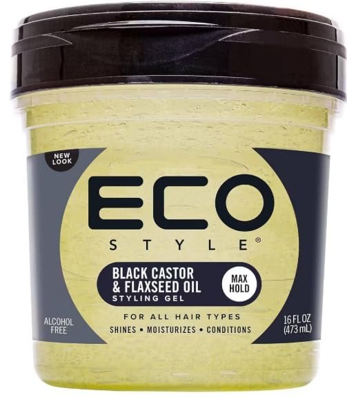ECO Style Black Castor and Flaxseed Oil Styling Gel 16 oz/with a comb