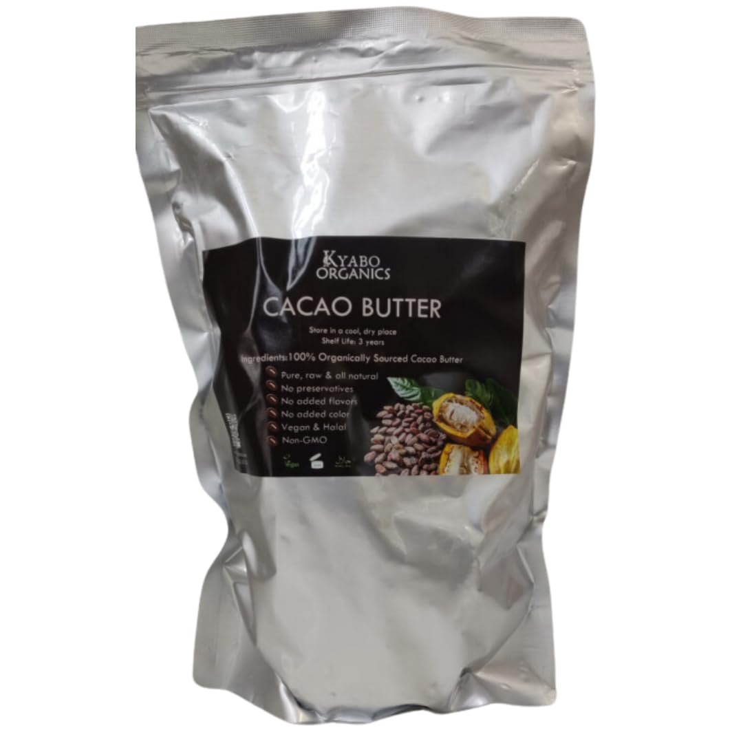 1lb Cocoa Butter Natural & Unrefined, Utilized for Stretch Marks, Lip Balms, Body Butter, Non-Deodorized- 100% Pure, Fresh 1lb Kyabo from Ghana lb)