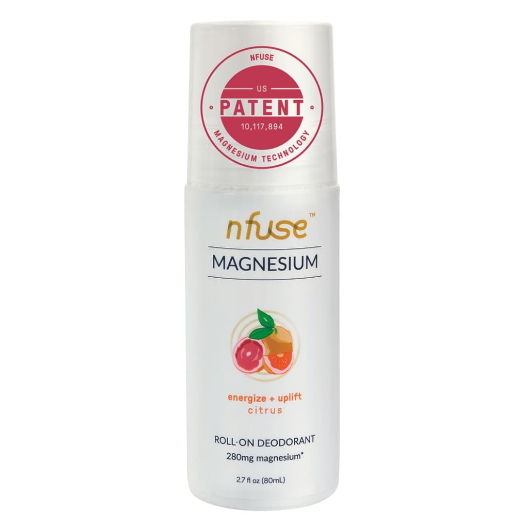 nfuse Magnesium Roll-On Deodorant – Natural, Aluminum-Free – Patented Magnesium Delivery Technology – Citrus Essential Oils (Energize and Uplift)