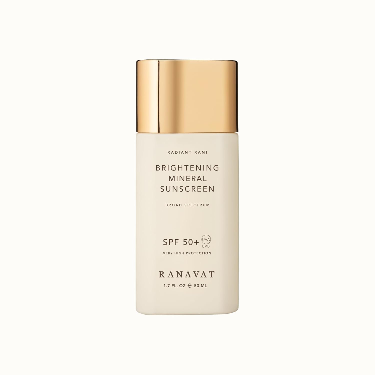 RANAVAT Brightening Mineral Face Sunscreen – Broad-Spectrum SPF 50 Mineral Sunscreen with Zero White Cast – Boosts Radiance & Helps Protect Against Signs of Aging – Safe for Sensitive Skin (50 ml)