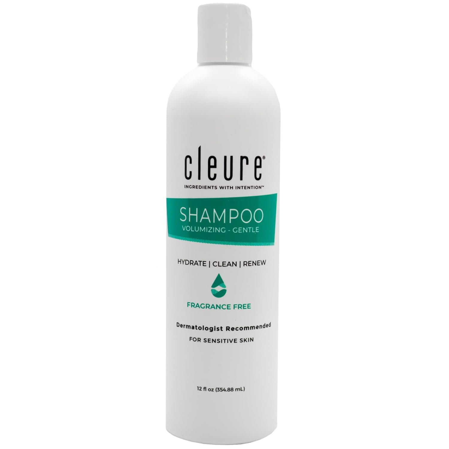 Cleure Fragrance Free Shampoo, Hypoallergenic Shampoo for Scalp (12oz)