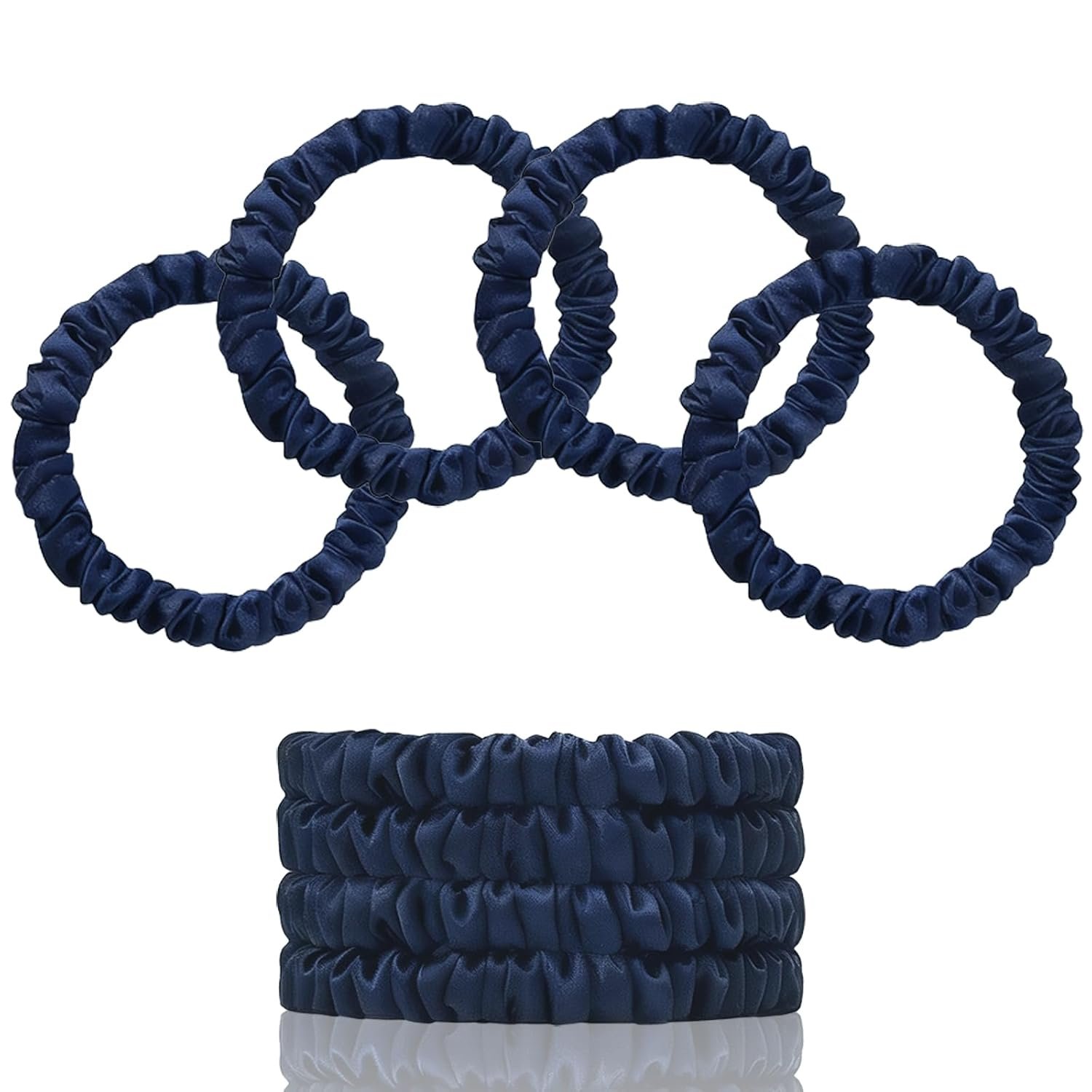 100% Mulberry Silk Hair Ties 4PCS, Silk Scrunchies for Women