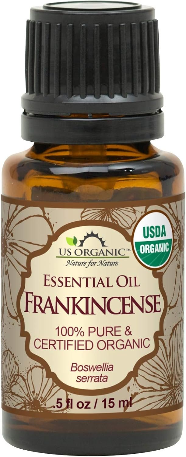 US Organic 100% Pure Frankincense Essential Oil, USDA Certified Organic, Steam Distilled, Boswellia serrata, Sourced from India, Topically or in Diffuser, Perfect for Aging Skin, All skin type (15 ml)