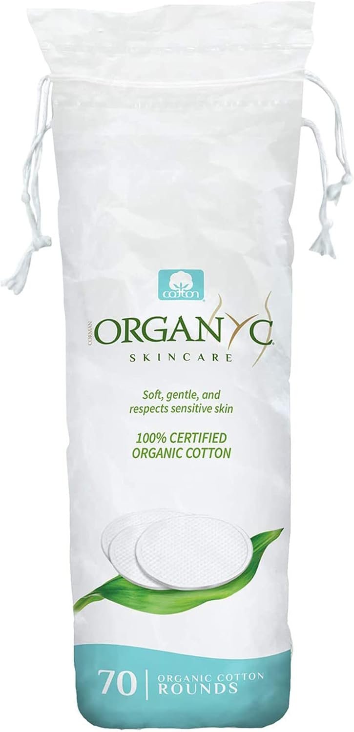 Organyc 100% Organic Cotton Rounds – Biodegradable Cotton, Chemical Free, For Sensitive Skin (70 Count) – Daily Cosmetics. Beauty and Personal Care
