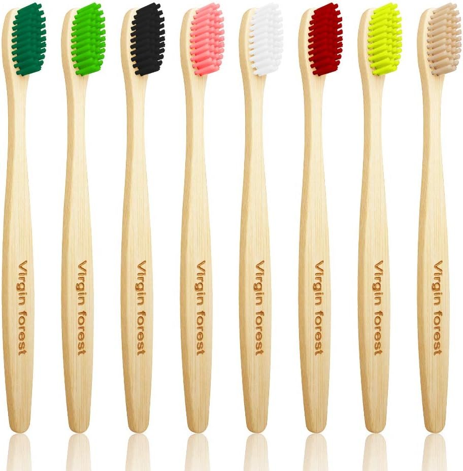 Virgin Forest Bamboo Toothbrushes 8pk, Medium Bristle Assorted Colors