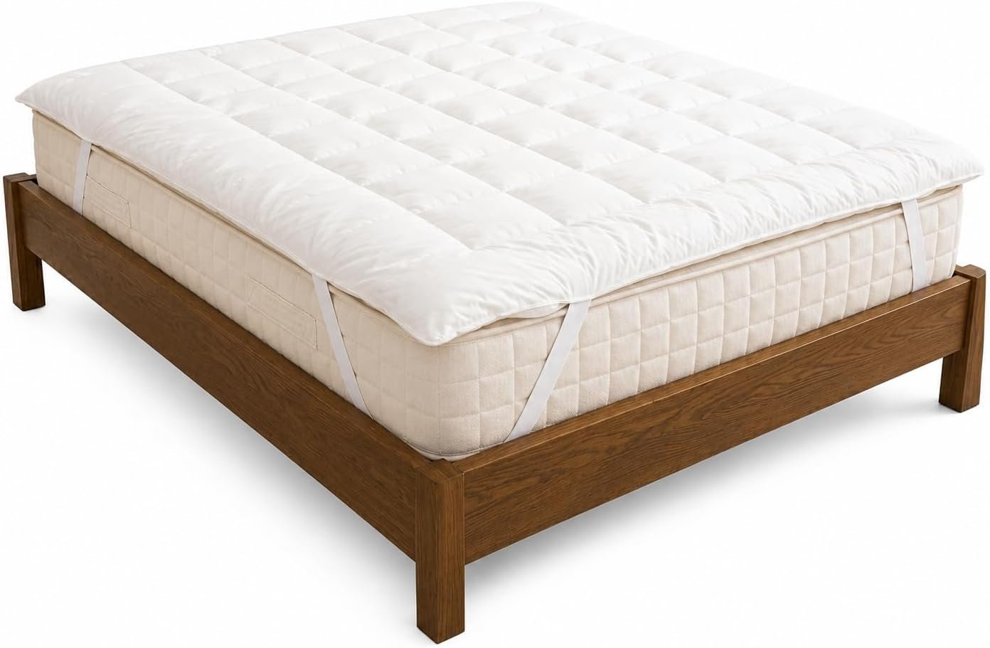 Handmade Organic Merino Wool Mattress Topper 1250 GSM –100% Natural Wool Filled Bed Pad with Organic Cotton Cover – Breathable, Temperature Regulating, Hand-Stitched Protector – Cream Color Full XL
