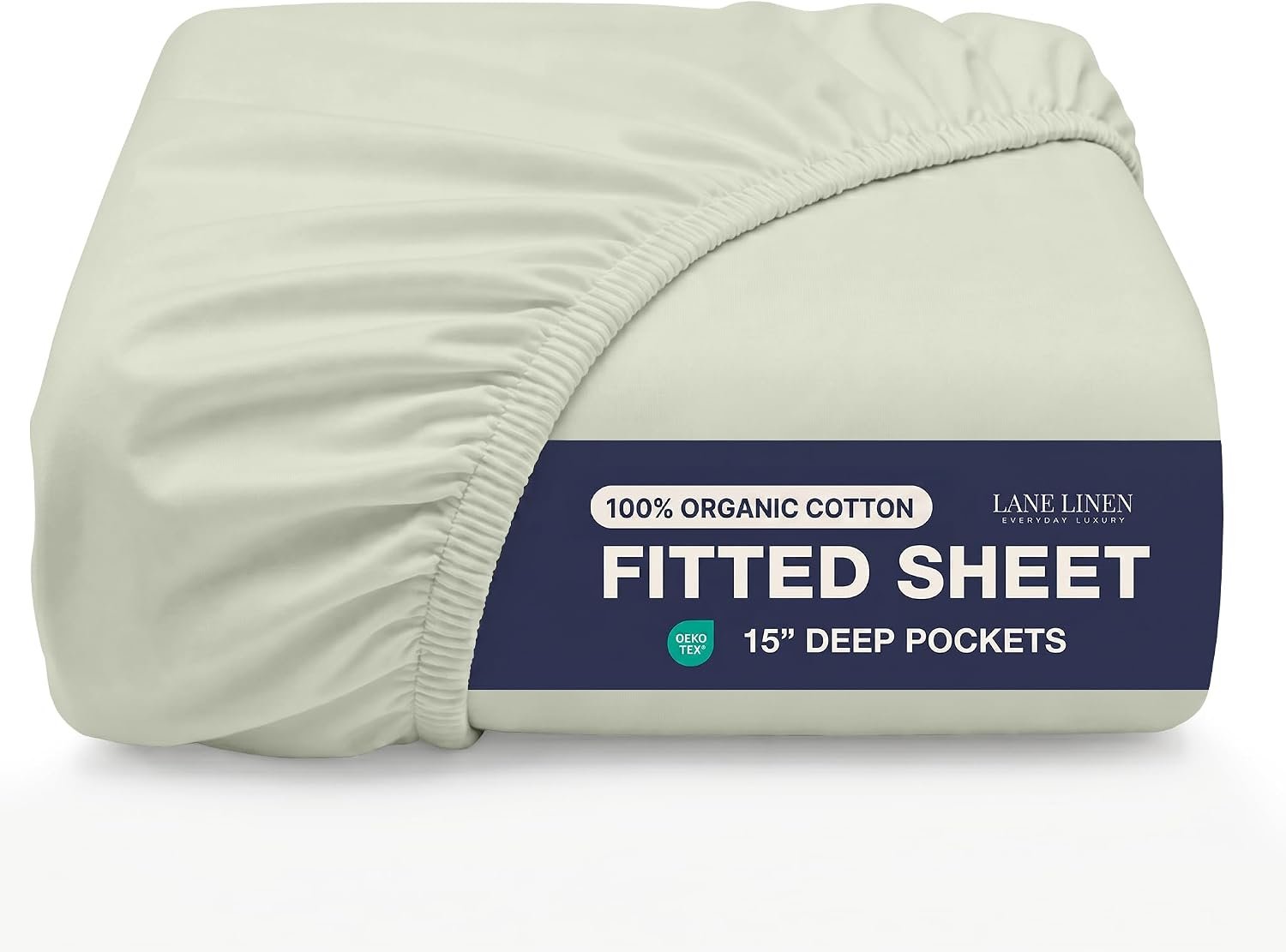 Lane Linen 100% Organic Cotton Fitted Sheet Full Only, 14 Inch Deep Pocket