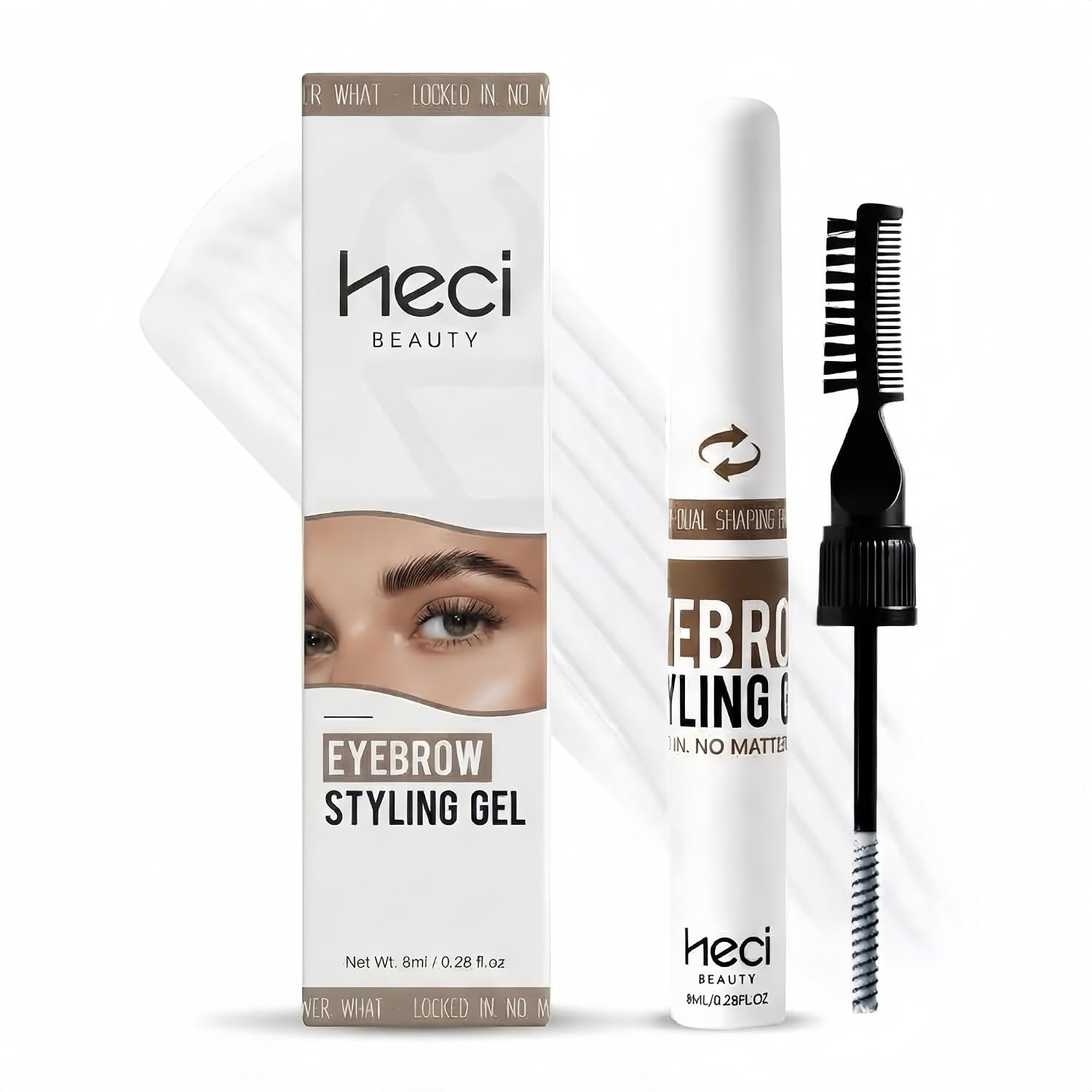 HECI BEAUTY Clear eyebrow Gel,Wax Hybrid brow gel with Dual Brush,8ml