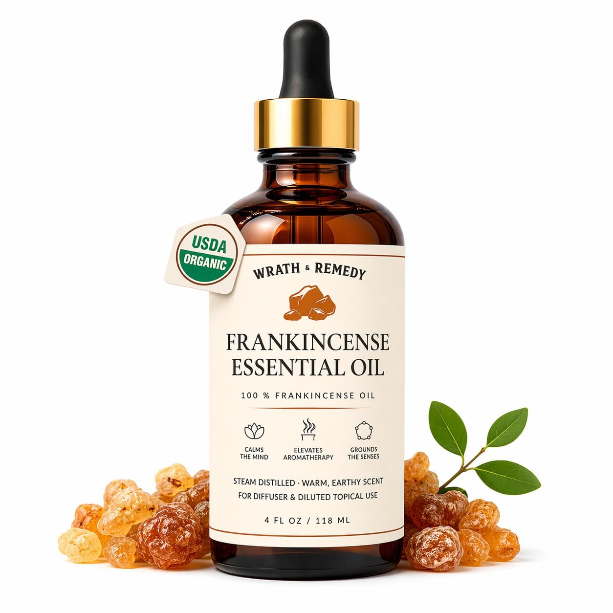Organic Frankincense Essential Oil, USDA Certified Frankincense Oil (4OZ)