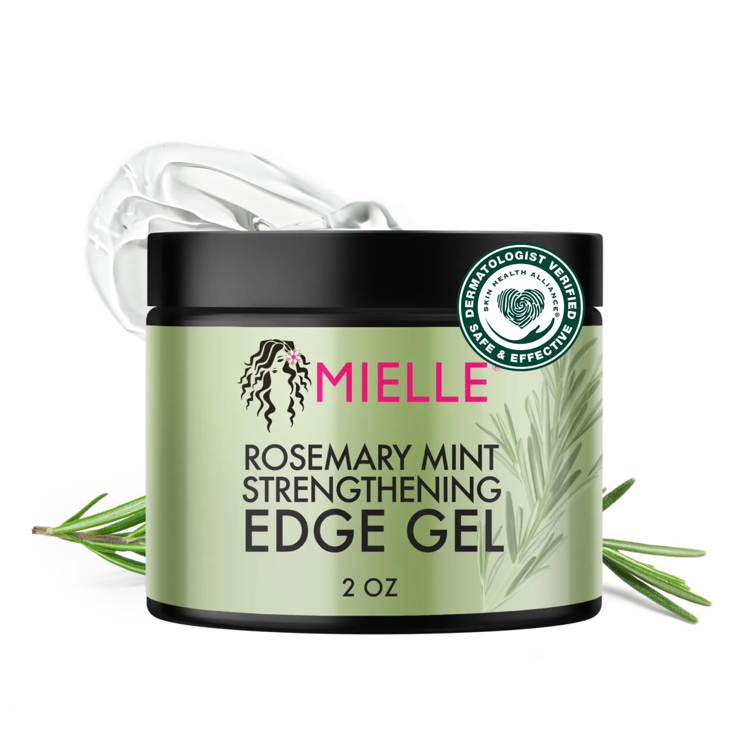 Mielle Organics Rosemary & Mint Edge Control Gel – Strong Hold Hair & Edge Gel for Women & Men – Infused with Biotin, Coconut & Babassu Oil to Encourage Longer, Healthier Hair (2 Fl Oz)