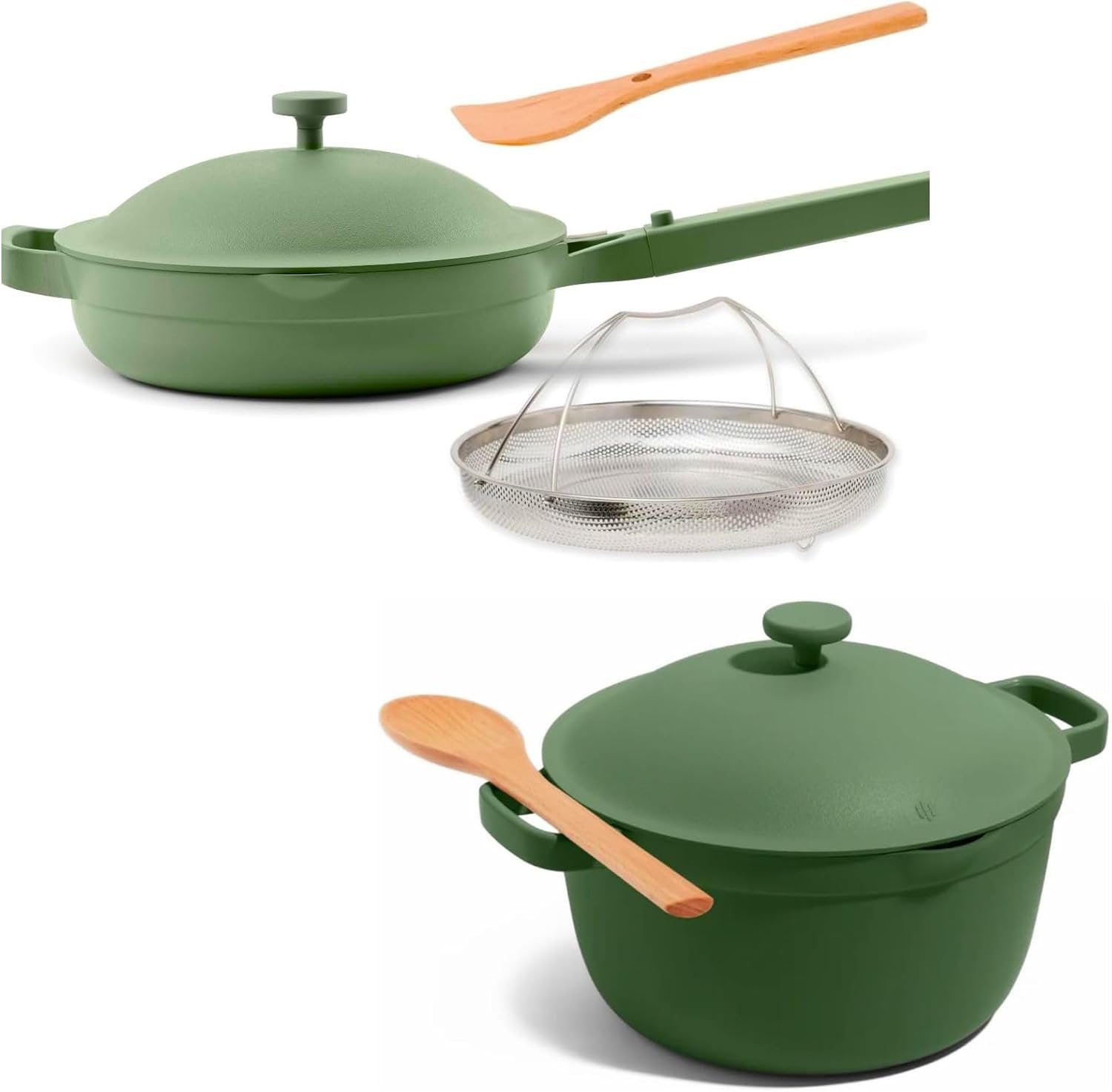 Our Place Cookware Duo, 7-Piece Ceramic Nonstick Cookware Set with Strainer