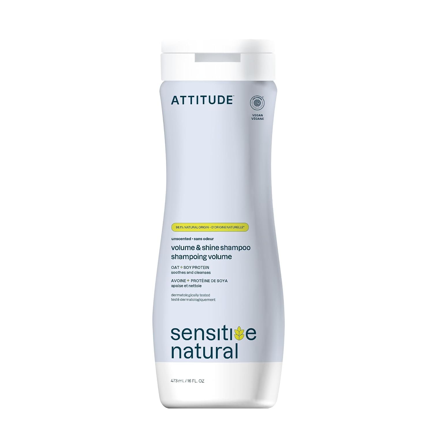 ATTITUDE Volumizing Shampoo for Sensitive Scalp, Unscented, 16 Fl Oz