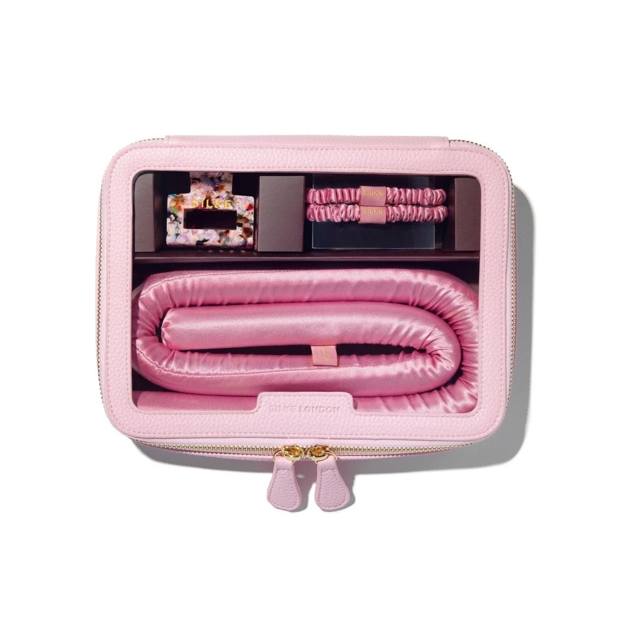 SILKE London 100% Mulberry Silk Heatless Curler for Women, Pink – Long-Lasting Overnight Heatless Curls, No Heat – Silk Curling Rod & Headband to Sleep In – 22 Momme, All Hair Types