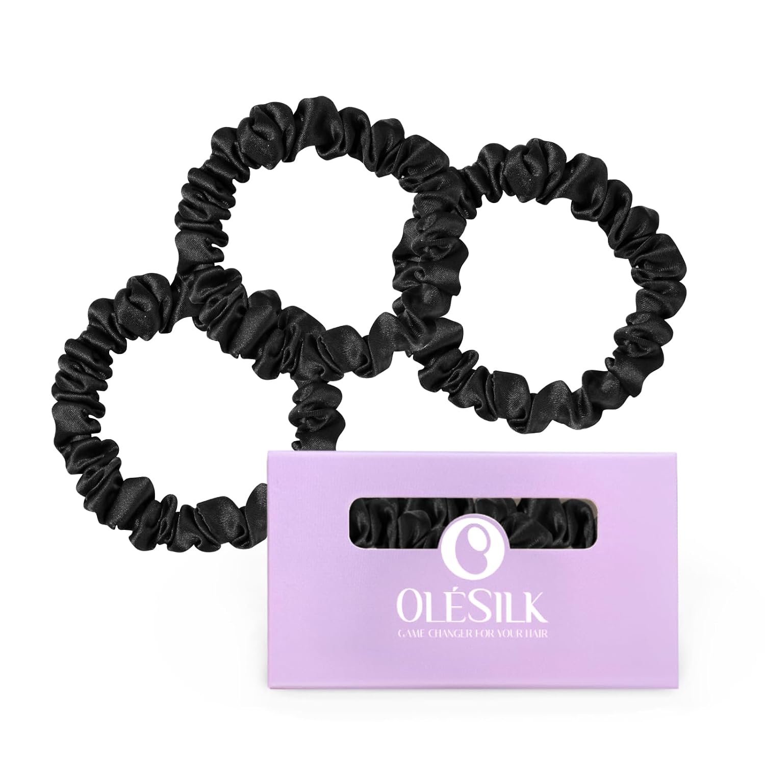 OLESILK 100% Mulberry Silk Hair Ties No Damage Scrunchies for Women, 3 Pack
