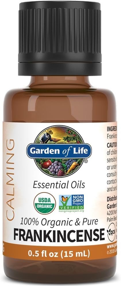 Garden of Life Frankincense Essential Oil – 100% Pure Essential Oil for Diffuser, Aromatherapy, Meditation, Skincare, Calming and Soothing, USDA Organic, Non-GMO, 0.5 fl oz