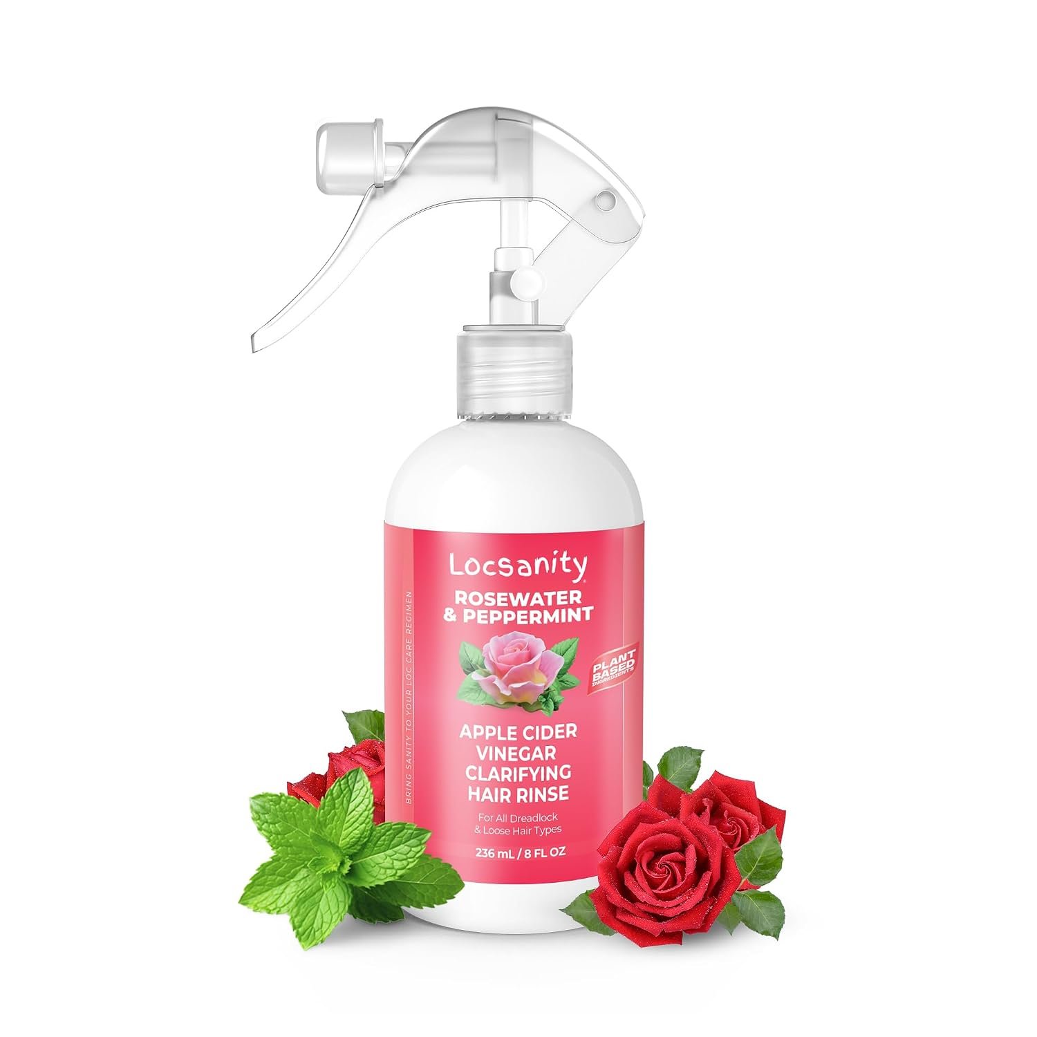 Locsanity Rosewater Peppermint Apple Cider Vinegar Clarifying Hair Rinse 8oz
