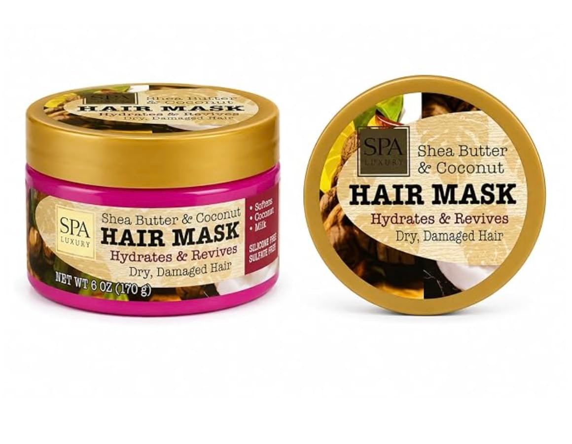 Shea Butter & Coconut Hair Mask, Hydrates & Revives Dry Damaged Hair, 6 oz