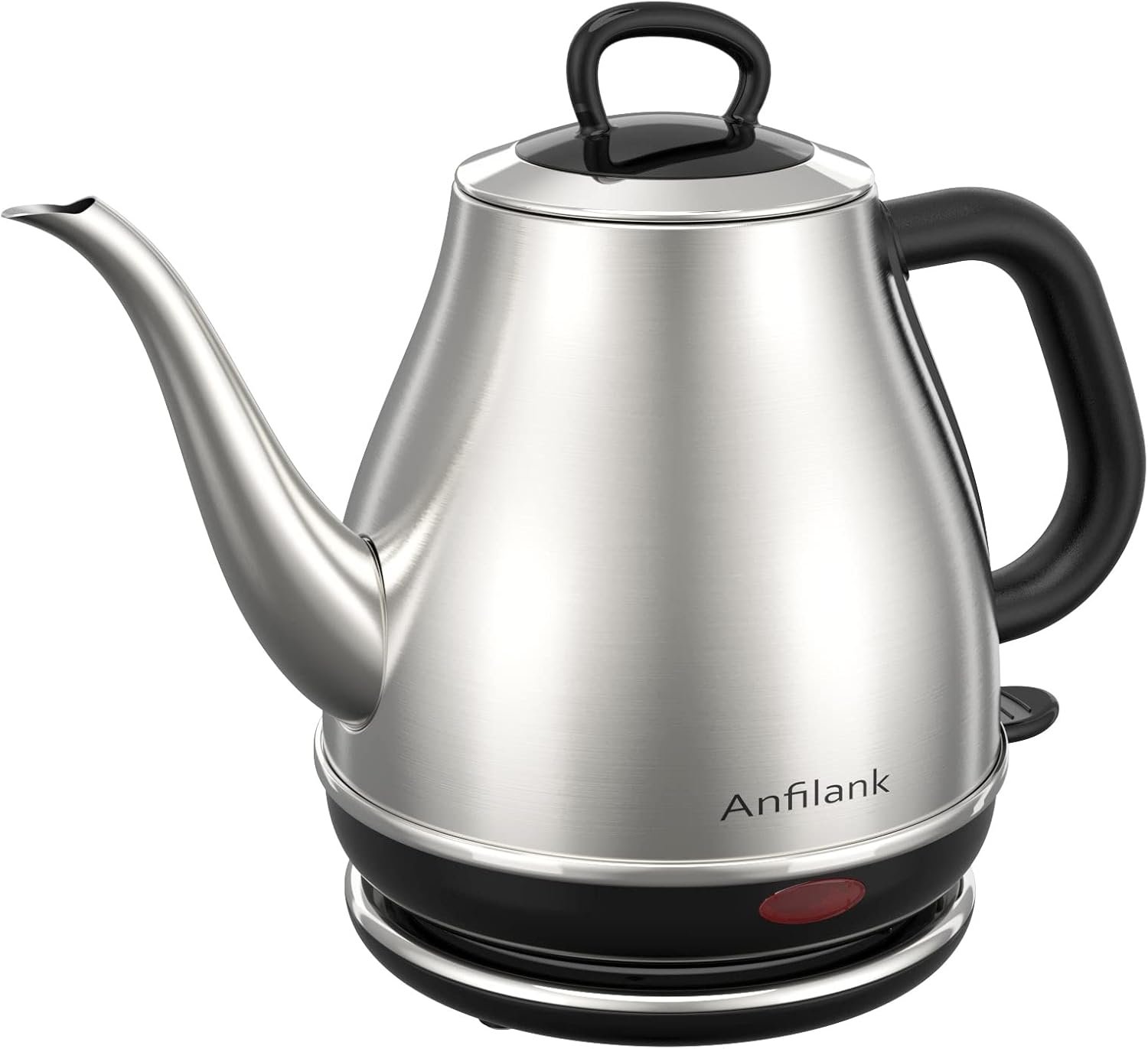 Anfilank Electric Gooseneck Kettle, 1L 1500W Fast Boil, 100% Stainless Steel BPA Free Pour-Over Coffee & Tea Kettle, Water Boiler with Auto Shut & Boil-Dry Protection, Silver
