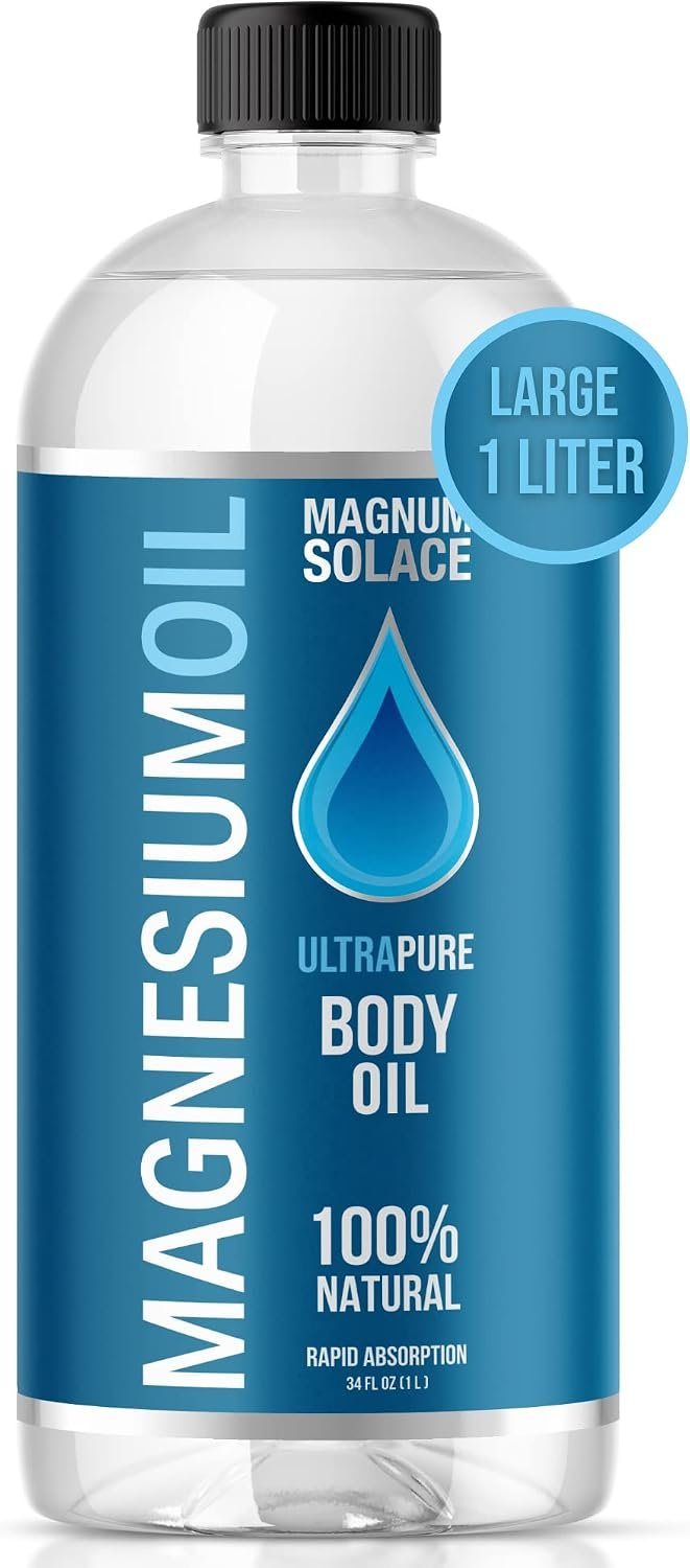 Magnesium Oil for Muscles Magnesium Bath Soak – Large 1 Liter (34 oz) for Use in Salt Bath, Foot Soaks or to Refill Magnesium Oil Spray Bottles – Great Alternative to Magnesium Bath Flakes