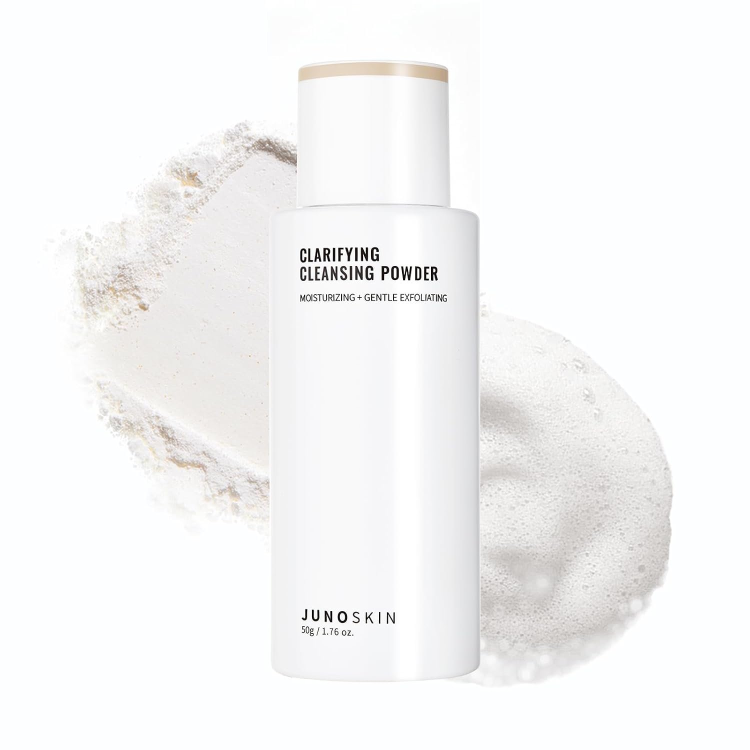 JUNO & Co. Cleansing Powder, Exfoliating Face Wash, 10-Ingredient Powder-to-Foam Cleanser with Hyaluronic Acid, Rice Extract, and Papain Enzyme, No Added Fragrance, 50 g / 1.76 oz.