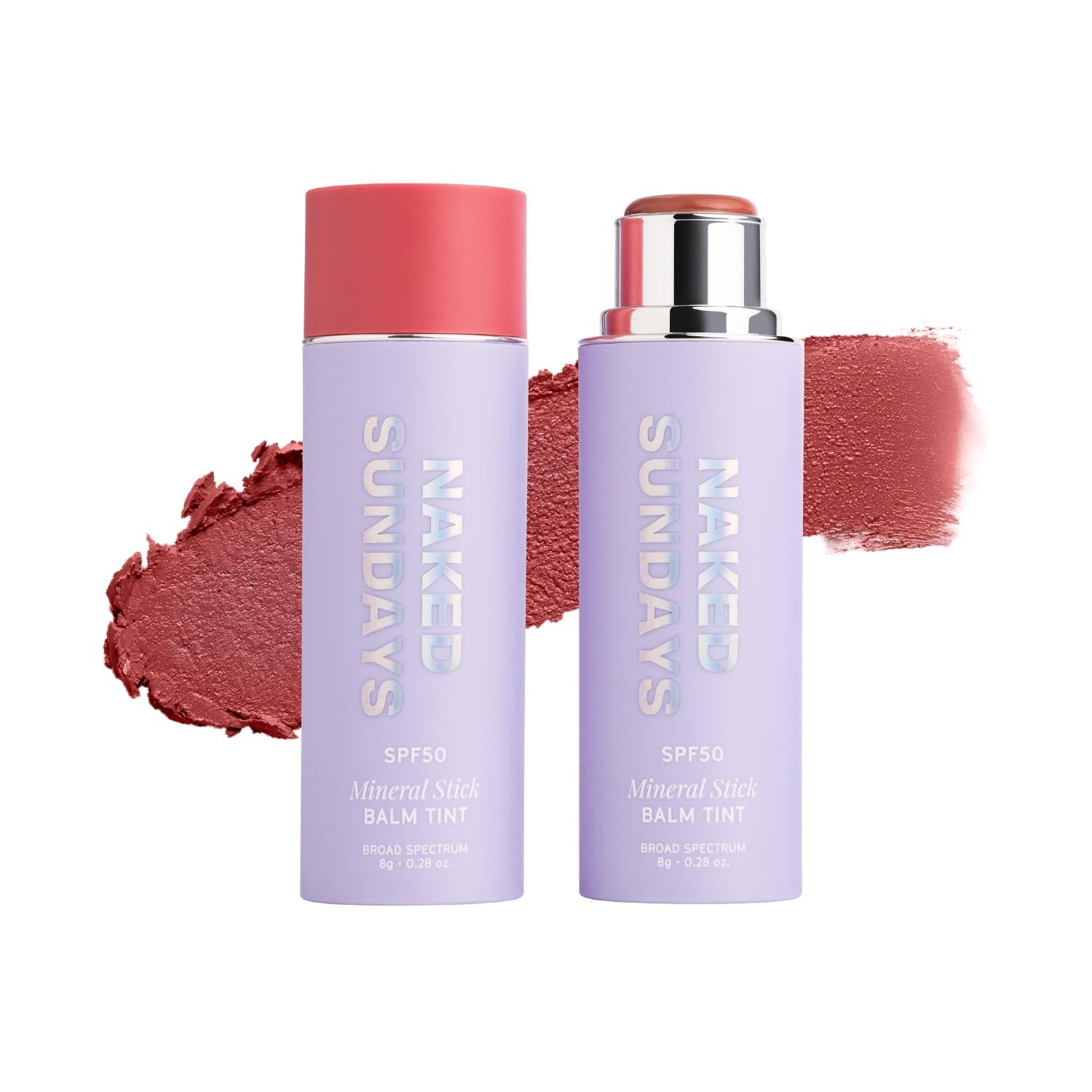 Naked Sundays Peptide Glow Mineral Balm SPF 50 Blush Stick, Dusty Rose