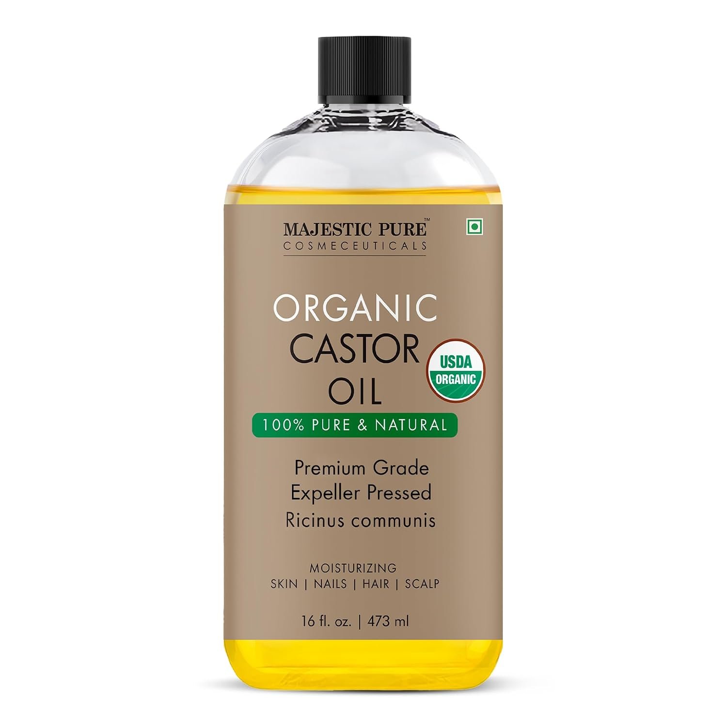 Majestic Pure USDA Organic Castor Oil – 16 Fl Oz