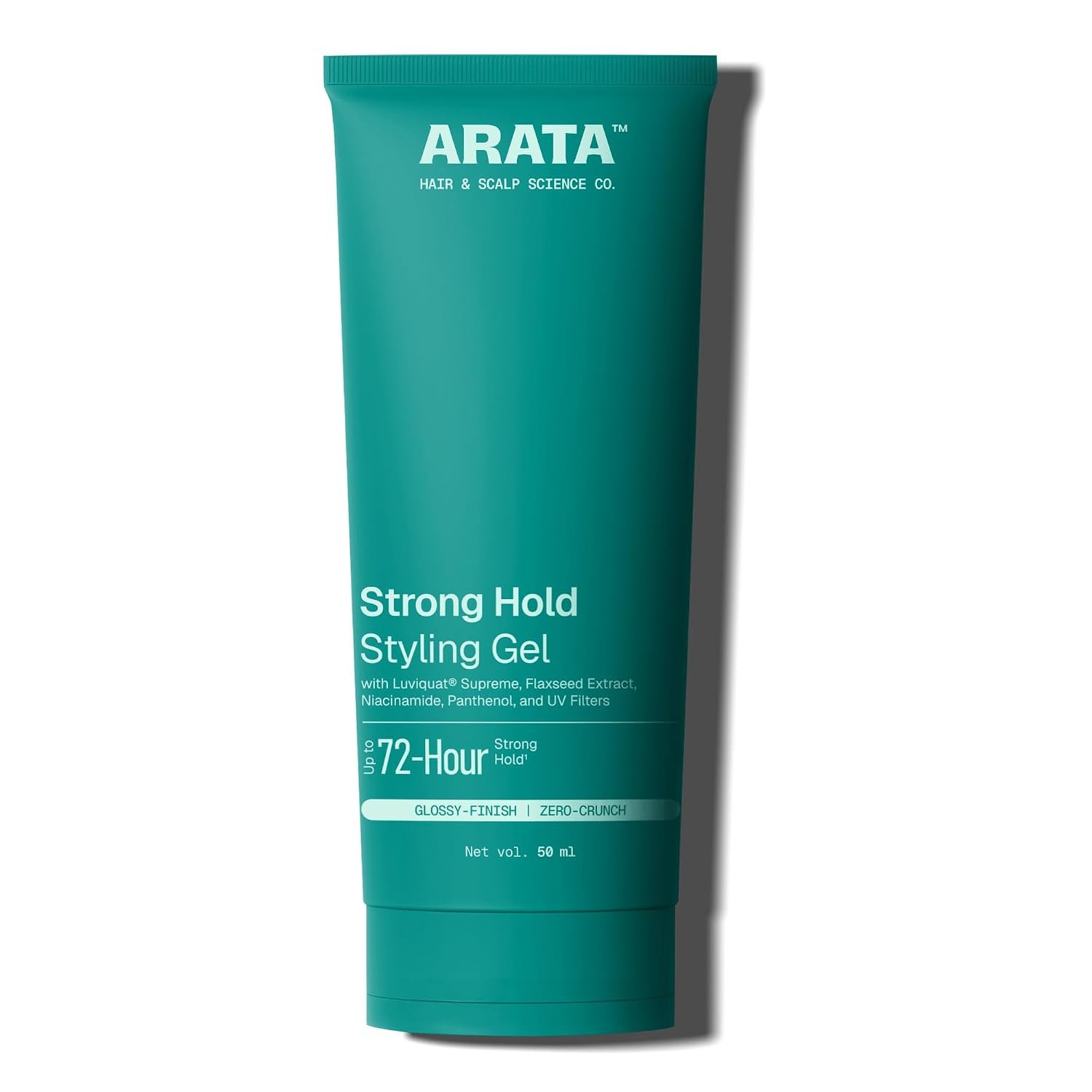 Arata All-Natural Hair Gel For Studio Styling, Shaping & Nourishment | Wet Strong-Hold Look For Men and Women | Ayurvedic Extracts Of Organic Flaxseed & Olive Oil – 1.7 Fl Oz