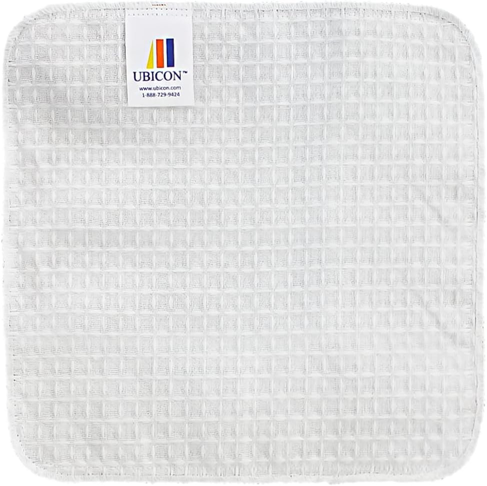 UBICON Organic Cotton Waffle Dish Cloths, White, 25 Pack