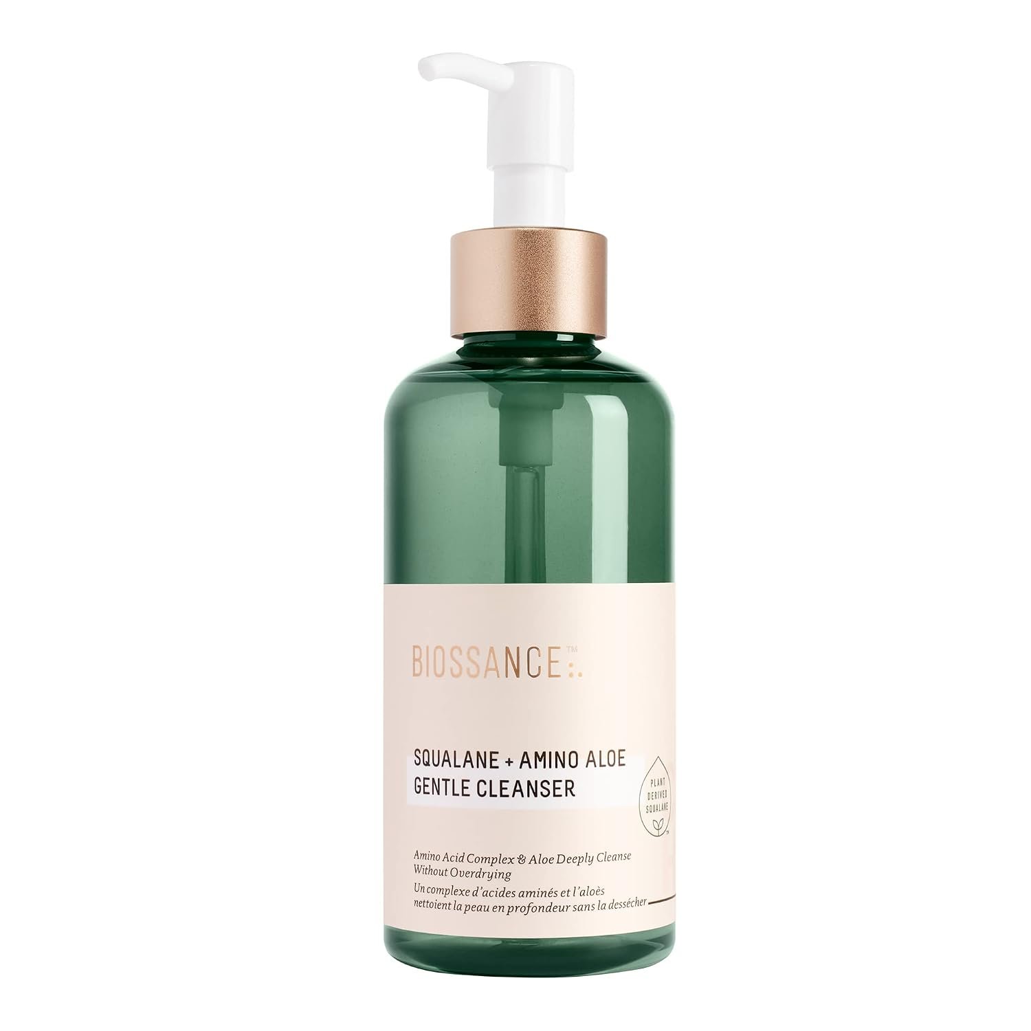 BIOSSANCE Squalane + Amino Aloe Gentle Face Wash – Foaming Facial Cleanser Gel – Hydrating for All Skin Types – Removes Makeup & Deeply Cleans Pores with Moringa Extract – Soothes with Aloe Vera