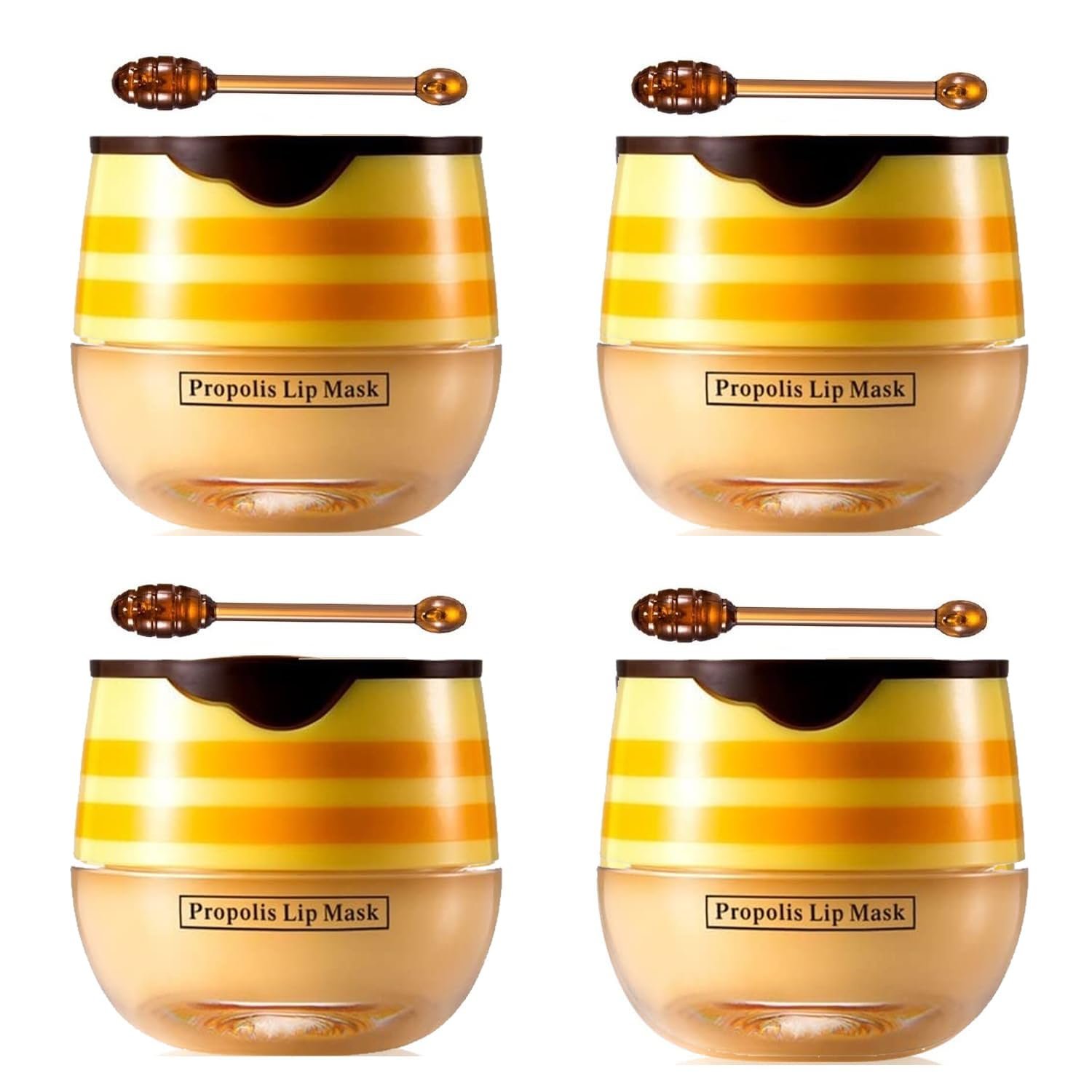 Bee Lip Balm Honey Pot,Propolis Lip Mask,4 Pcs