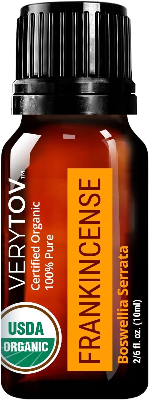 Premium USDA Organic Frankincense Essential Oil – 100% Pure Natural Undiluted, for Aromatherapy Diffuser, 10ml