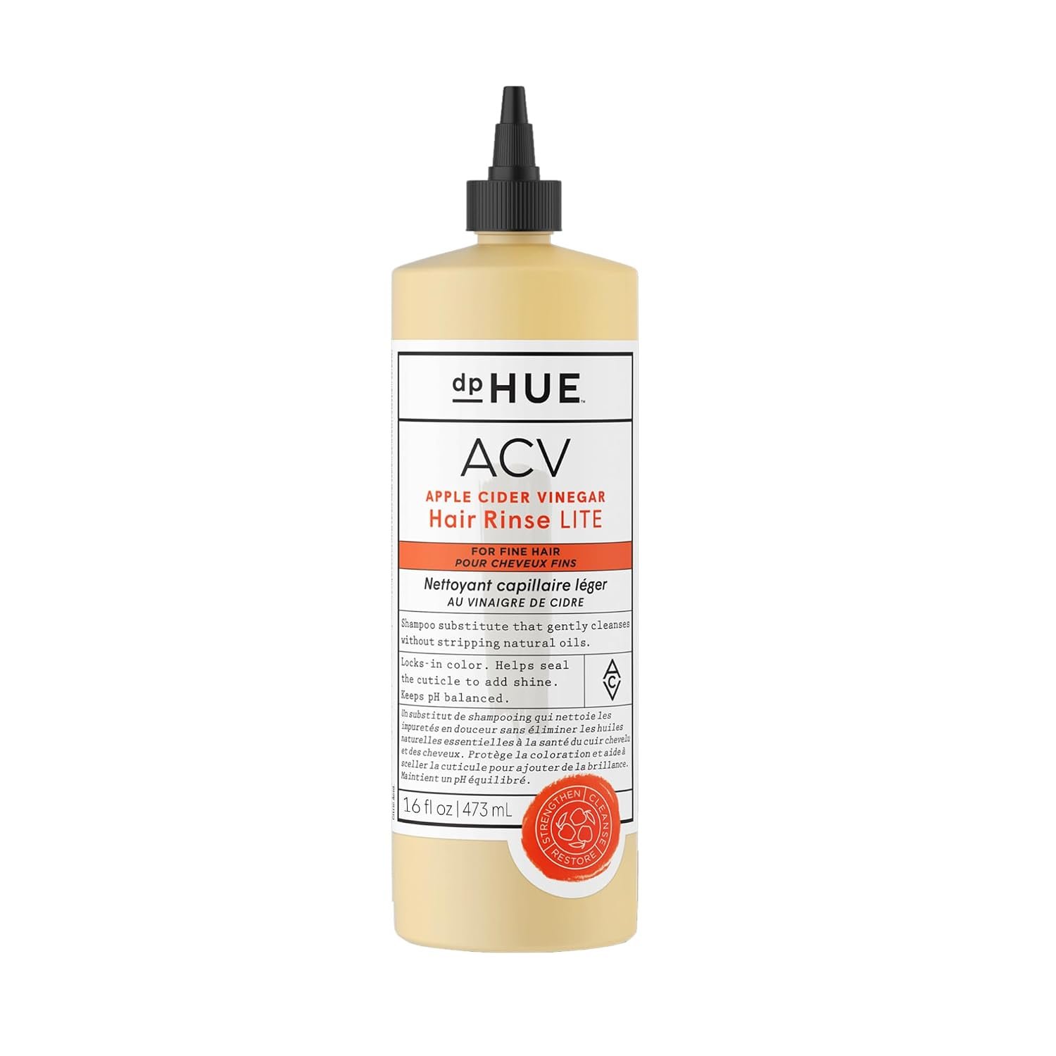 dpHUE Apple Cider Vinegar Hair Rinse Lite, 16 oz – Shampoo Alternative, Scalp Cleanser & Post Workout Rinse – Won’t Weigh Fine Hair Down – Removes Buildup & Sweat