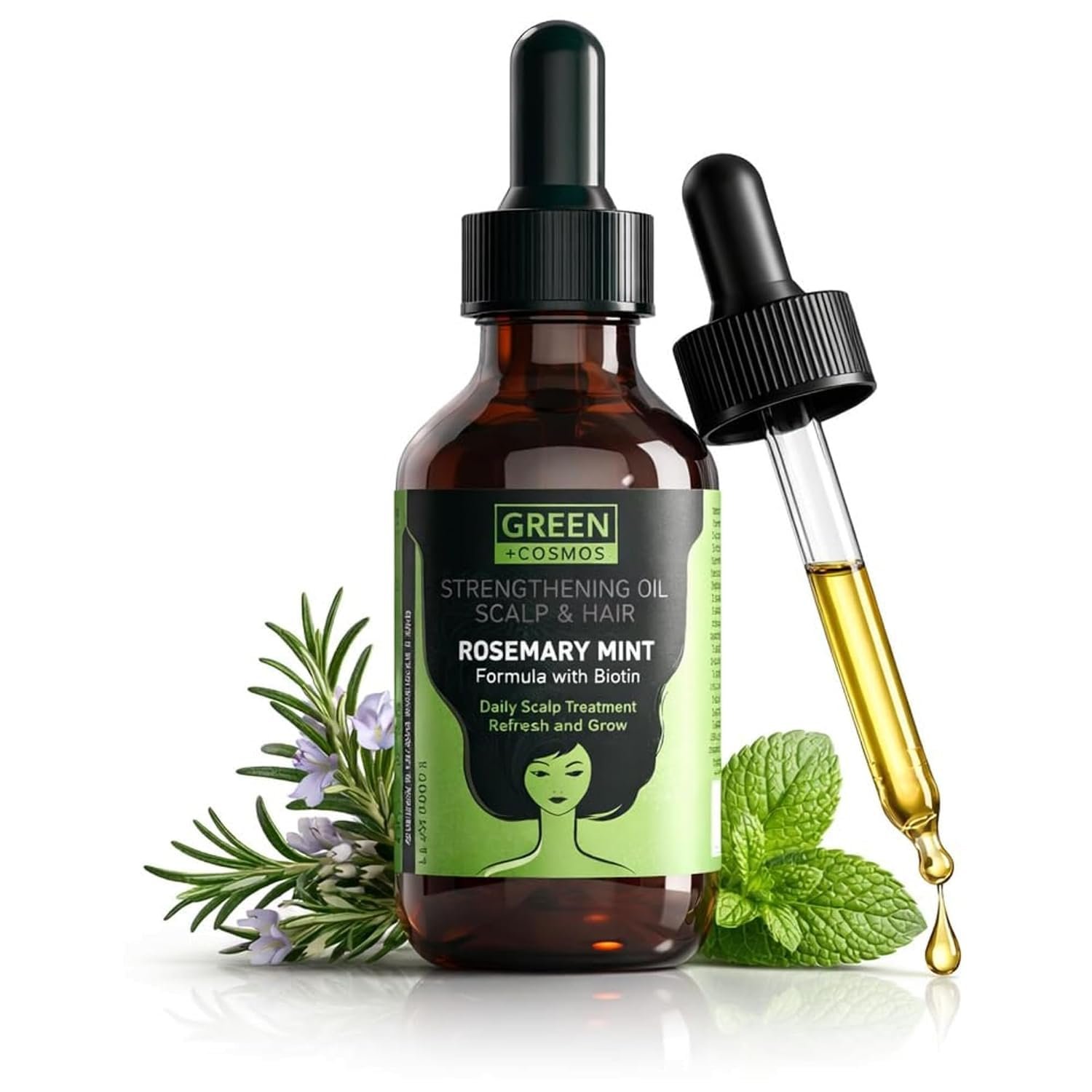 100% Rosemary Oil for Hair Growth – Nourishes Scalp, Boosts Circulation, Relieves Itchy & Dry Scalp, Strengthens Hair & Eyebrow & Eyelash Health – Suitable for All Hair Types (2 Fl Oz (Pack of 1))