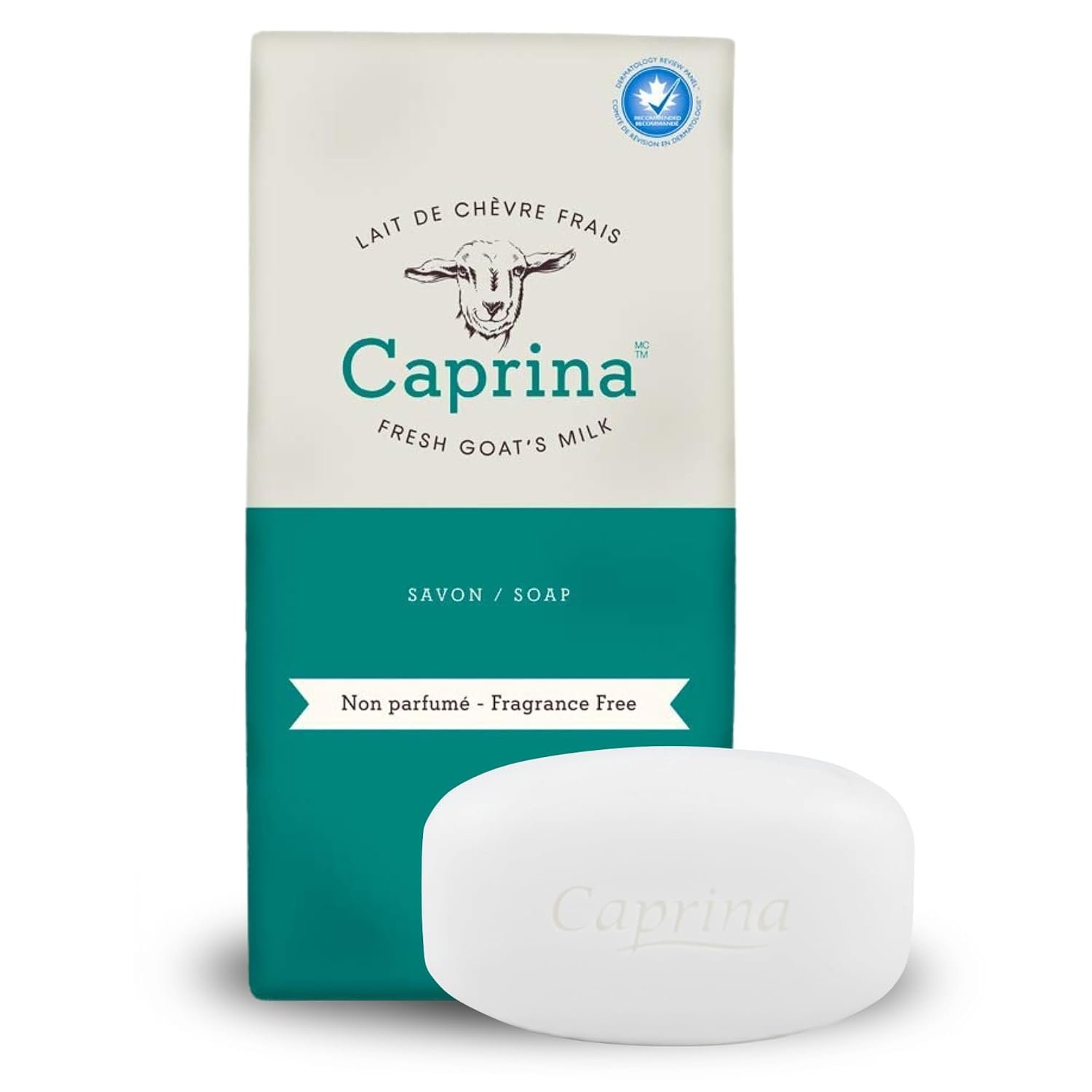 Caprina Fragrance Free Goat Milk Bar Soap, Sensitive Skin, 3.2 oz, 6-Pack