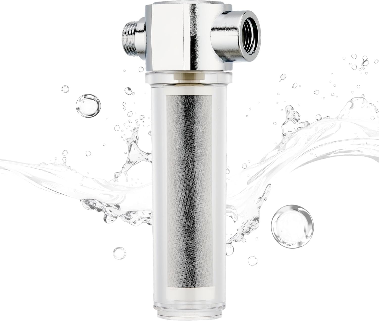 VITAMAX + Shower Filter + Activated Carbon Fiber Shower Head Filter + Chlorine & Sediment + Universal Inline/Tool-Free