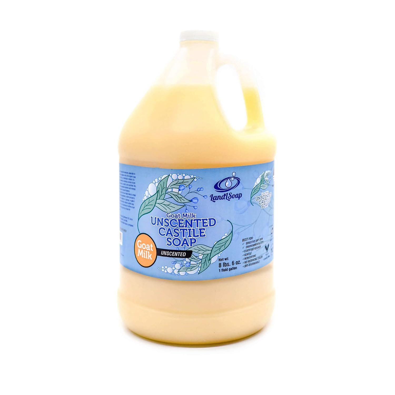 Goat Milk Unscented Pure Castile Soap Liquid, 1 Gallon