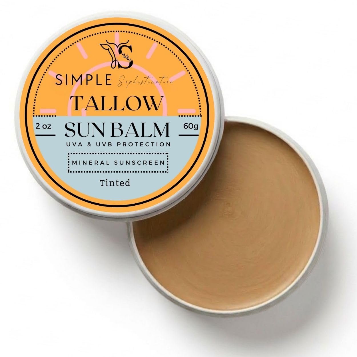 Tinted Mineral Sunscreen SPF 50+ for Face | Non-Nano Zinc Oxide with Grass-Fed Beef Tallow | Reef Safe Daily Facial Sunscreen | Moisturizing, No White Cast, Sensitive Skin | 2 oz (Tan)