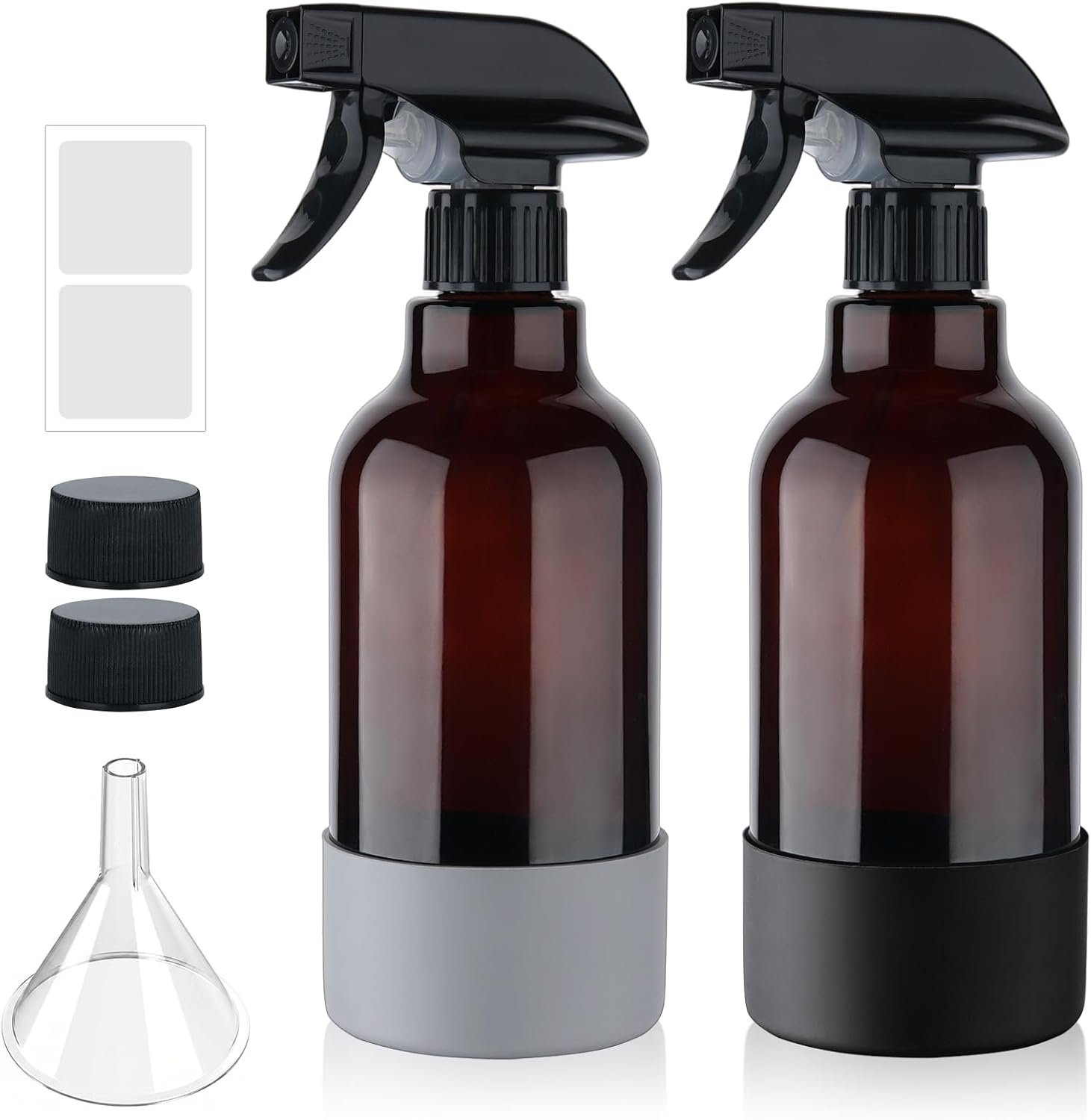 16.9oz Amber Glass Spray Bottles 2 Pack, Refillable Mist Sprayer