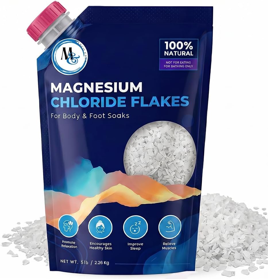 Dead Sea Magnesium Flakes Bath Salts, 5 lb Epsom Salt Alternative Soak