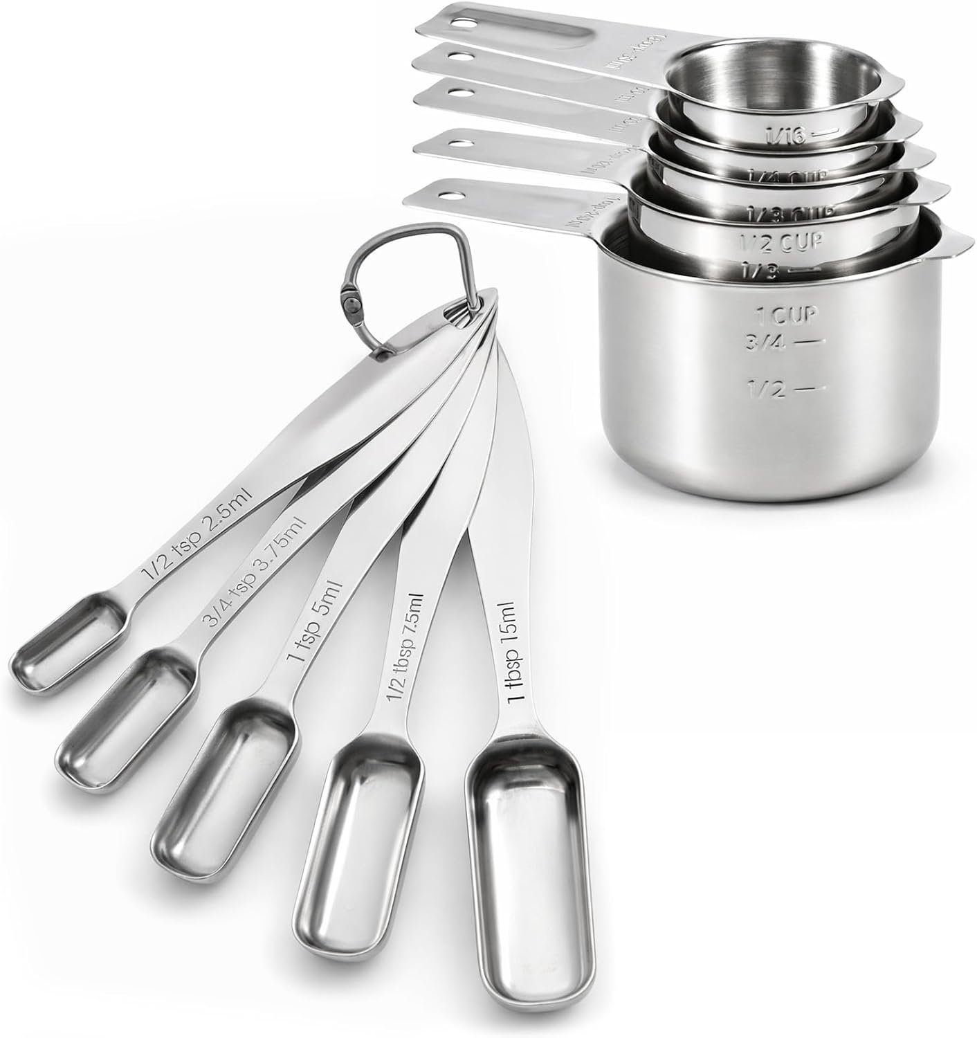 FANGSUN Stainless Steel Measuring Cups and Spoons Set of 10