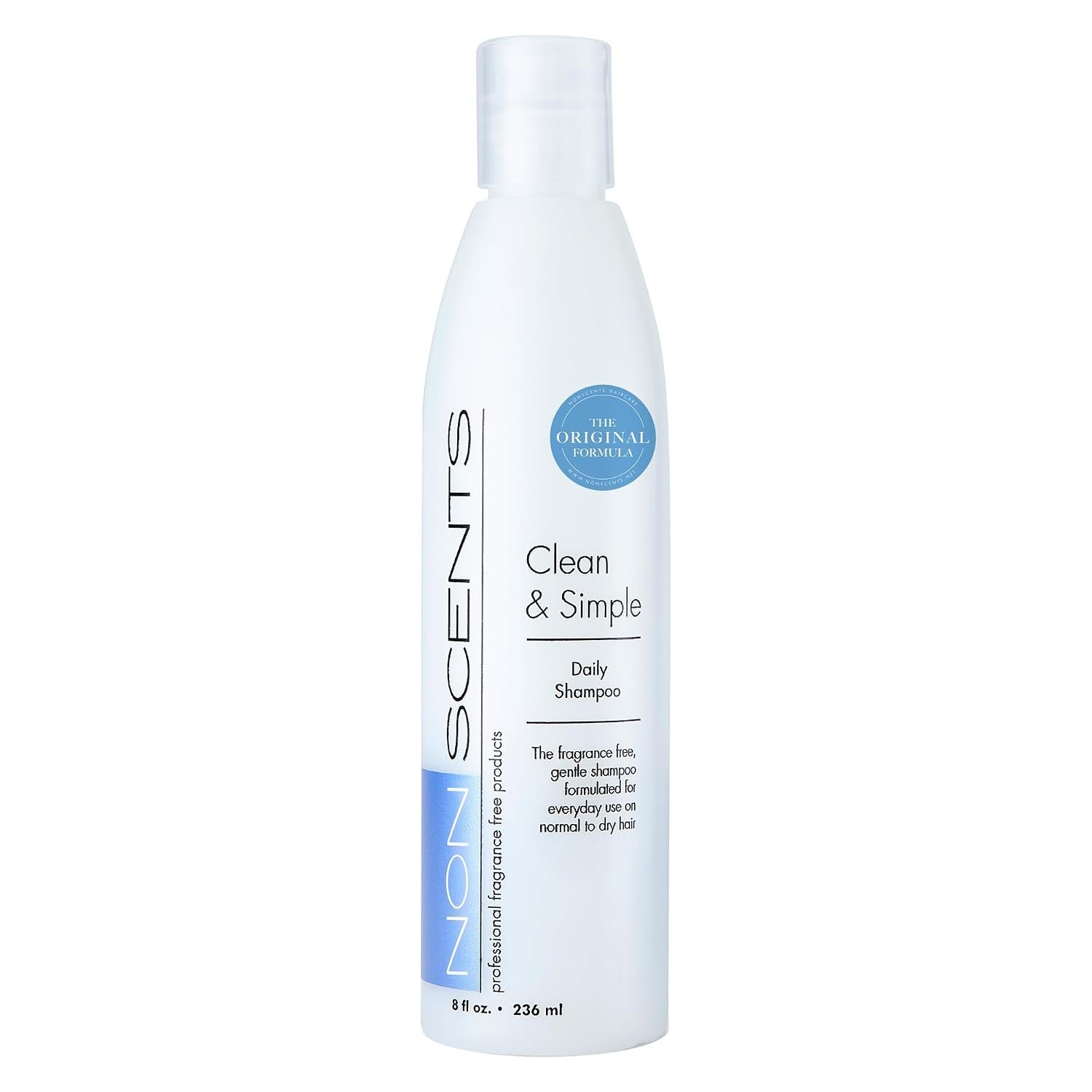 Nonscents Fragrance Free Shampoo – Unscented Shampoo for Dry Hair & Scalp, Hypoallergenic Hydrating Formula with Keratin & Silk Amino Acids, All Hair Types, Created by a Hairstylist – Made in USA