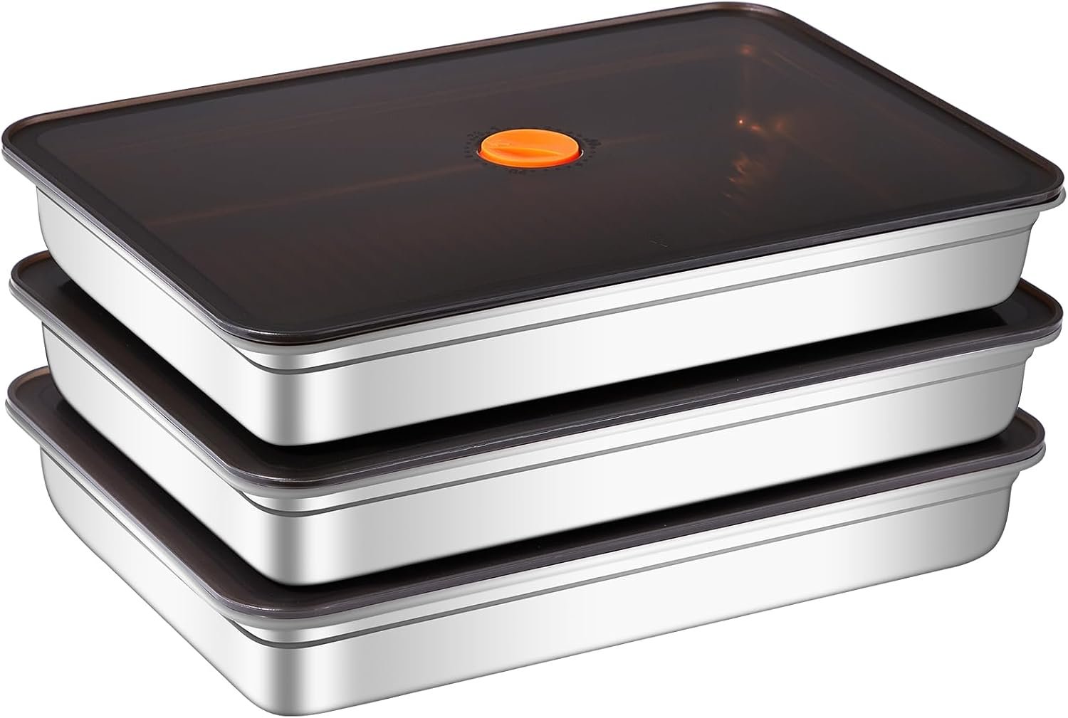 Stainless Steel Food Storage Containers with Airtight Lids, 3 Pack Leakproof Meal Prep Containers, Reusable Bento Boxes for Food, Dishwasher & Freezer Safe Containers for Fruits, Snacks, Leftovers