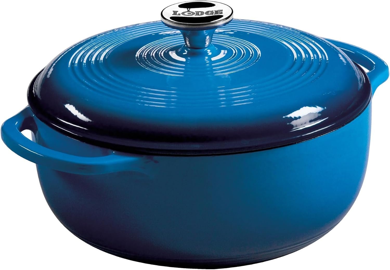 Lodge Essential Enamel Cast Iron Dutch Oven, 4.5 Quart, Caribbean Blue