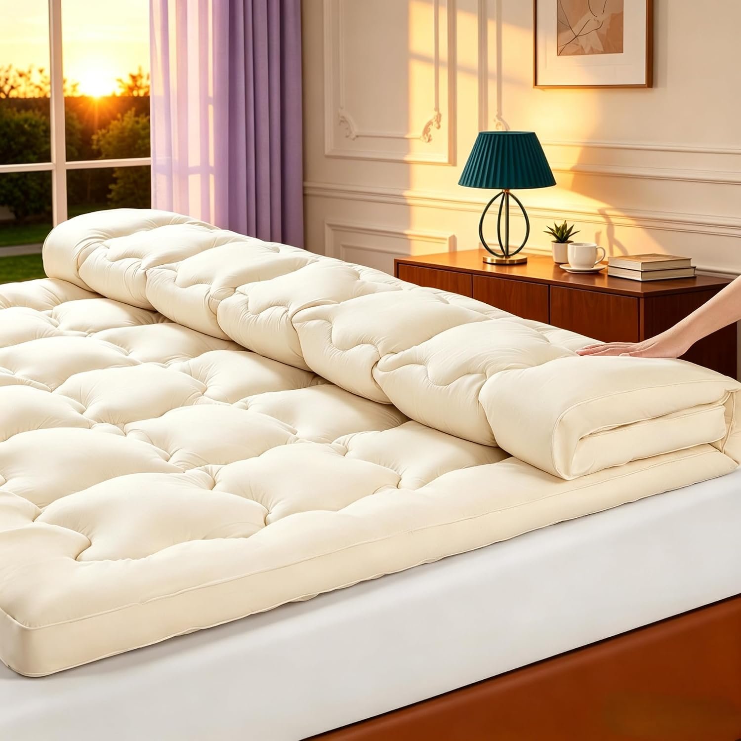Luxury 60% Organic Wool + 40% Organic Cotton Mattress Topper King(78″x80″)