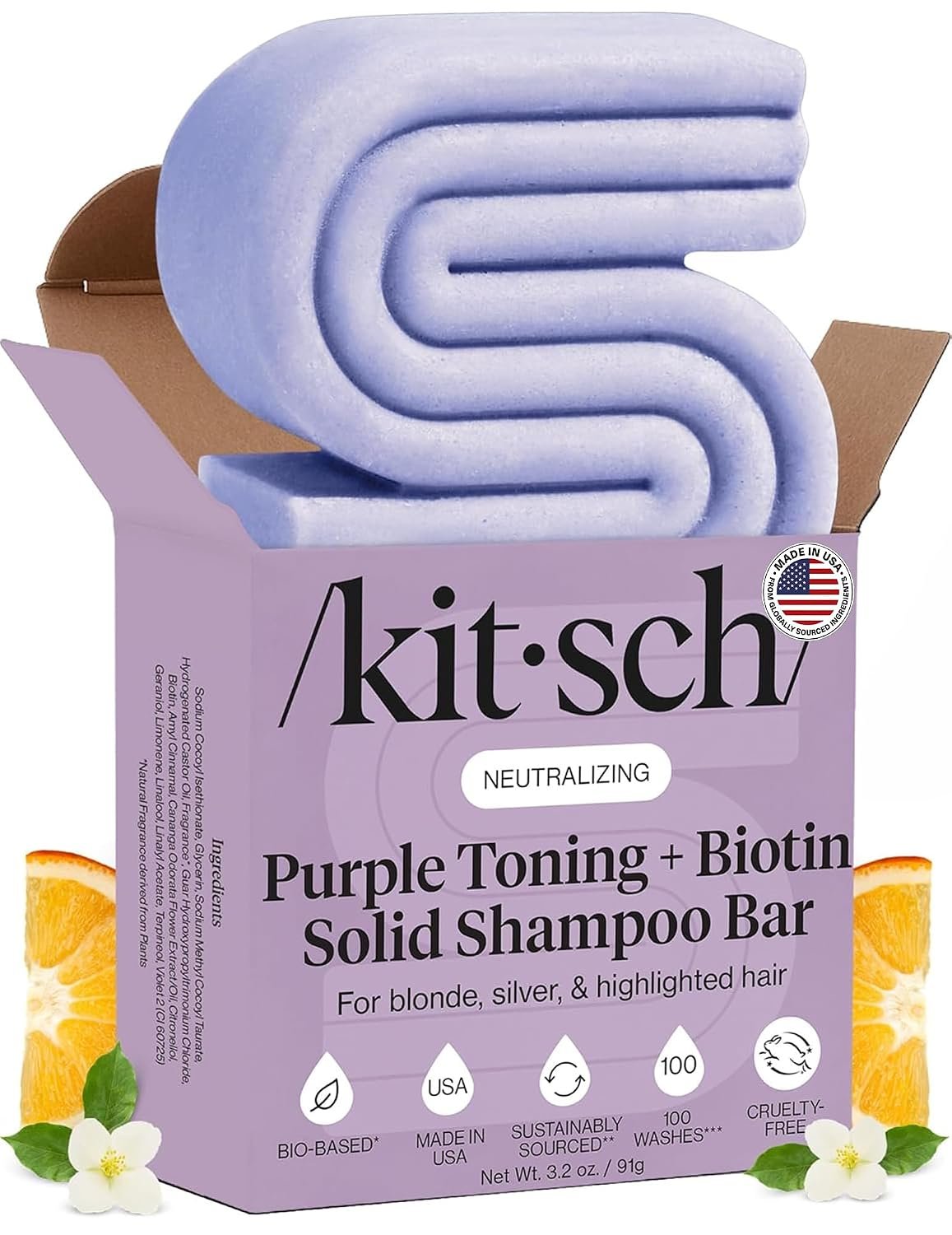 Kitsch Purple Shampoo Bar Soap for Blondes & Color Treated Hair – 3.2 oz